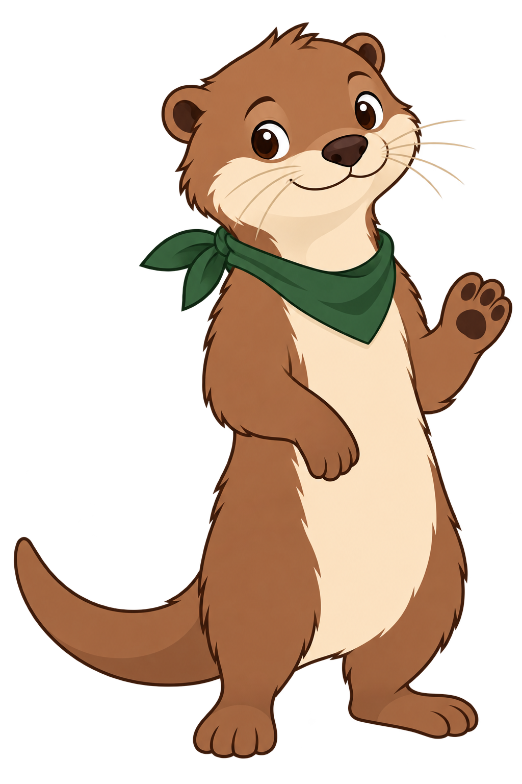 Ein freundlicher Otter mit grünem Halstuch